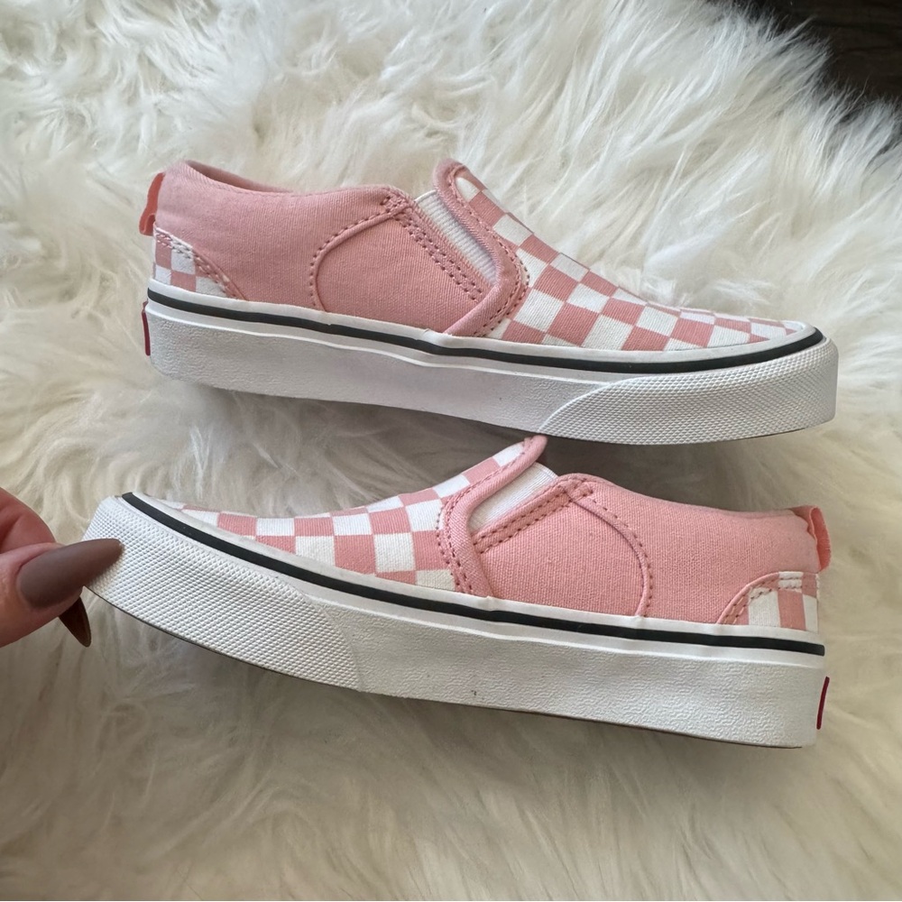 Vans Kids Pink Checkered Slip-On Shoes sneakers - Picture 3 of 6